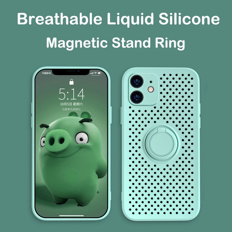 

Breathable Liquid Silicone Case For iPhone 11 Case Soft Magnetic Ring Cover For iPhone 11 Pro XS Max X XR 7 8 Plus SE 2020 Case