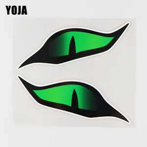 YOJA 13.8X11.9CM Green Eyes Decorate Pattern Vinyl Car Sticker Decal Modern Cartoon 19A-0050