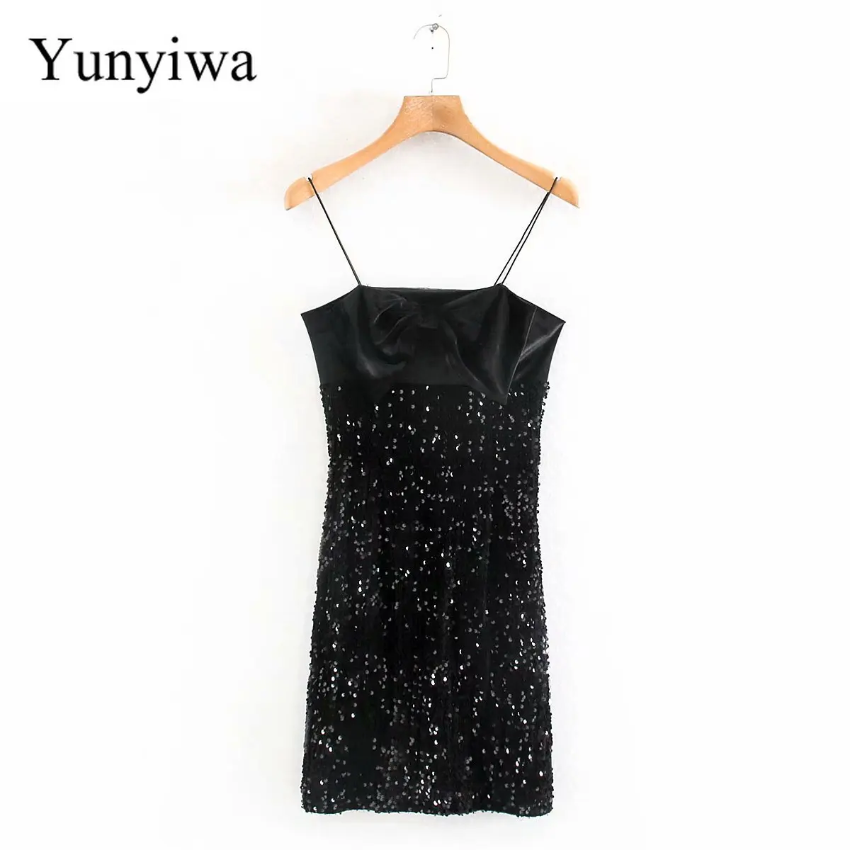 Новинка 2020 женское платье с блестками и бантом женские сексуальные Клубные