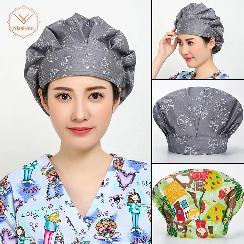 

Шапочка Женская с принтом серых кошек для салона красоты