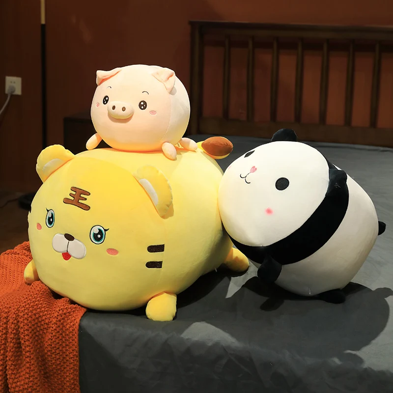

New 4 kinds of animal sweet tiger husky rabbit panda plush toy cute soft cartoon animal doll pillow children girl birthday gift