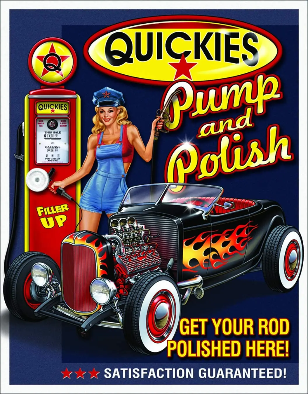 

Desperate Enterprises Quickies Pump & Polish Tin Sign, 12.5" W x 16" H