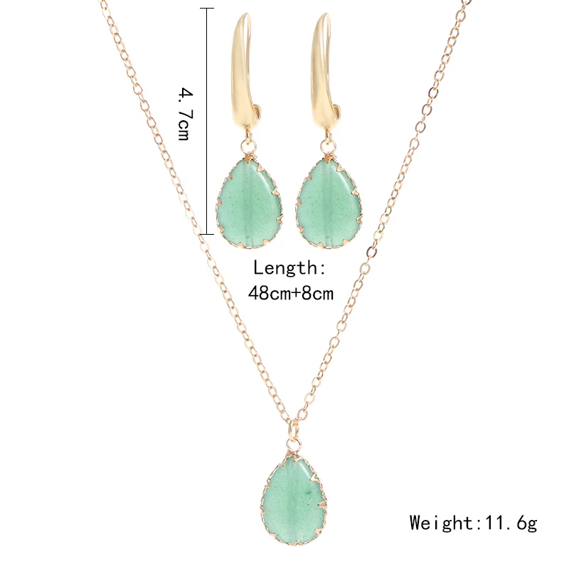 Комплект ювелирный женский из цепочки и ожерелья с подвеской зеленым