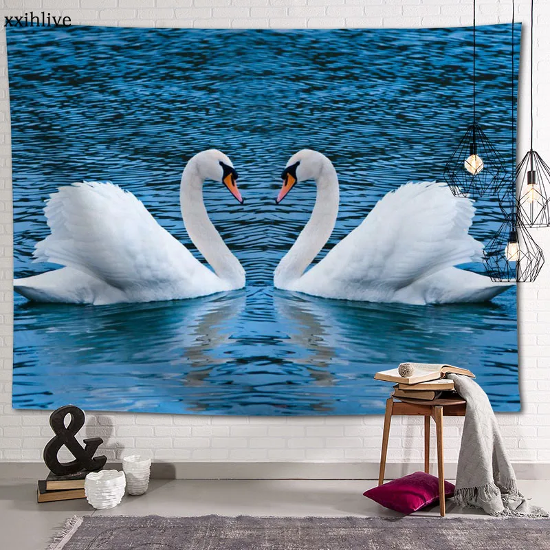 

Swan Tapestry Customizable Bohemian Wall Hanging Room Carpet HD Tapestries Art Home Decoration Accessories 100x150cm