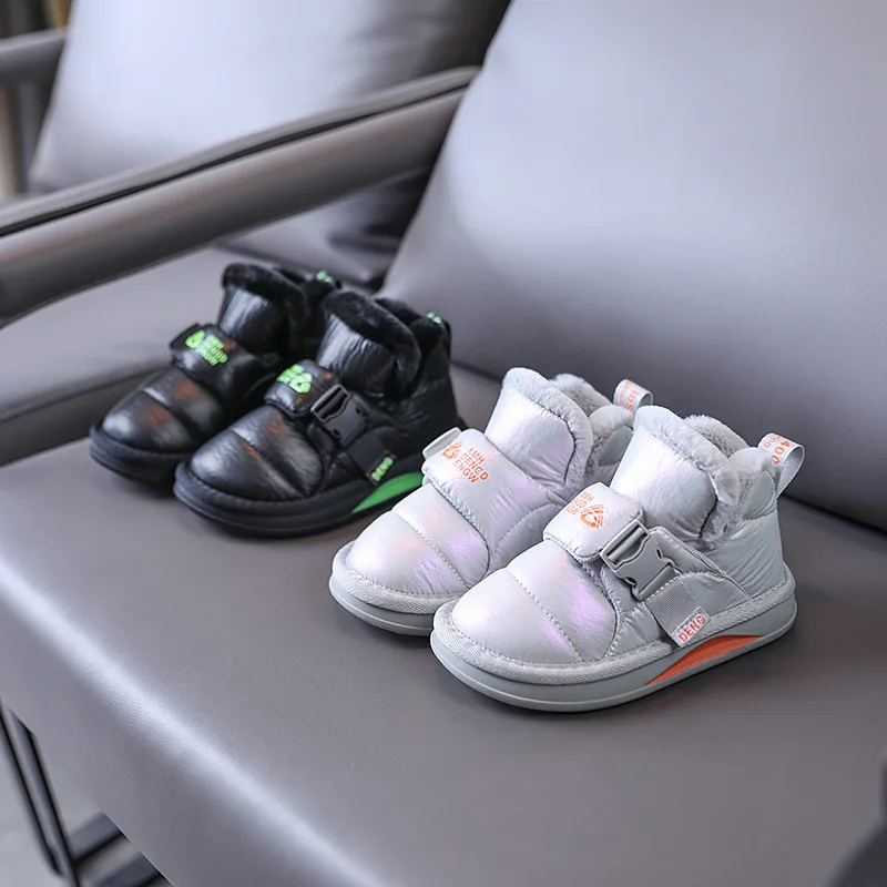 

Детские зимние ботинки, зимние теплые ботильоны для маленьких девочек, детская брендовая кожаная обувь, Мягкая Повседневная обувь для малы...