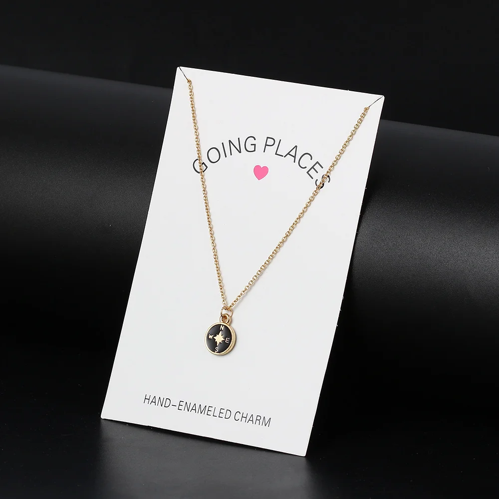 1pc Minimalist Compass Key Charms Wish Card Choker Collier Necklaces Link Chain For Dear MOM Women Fashion Jewelry Gifts CN94 | Украшения и