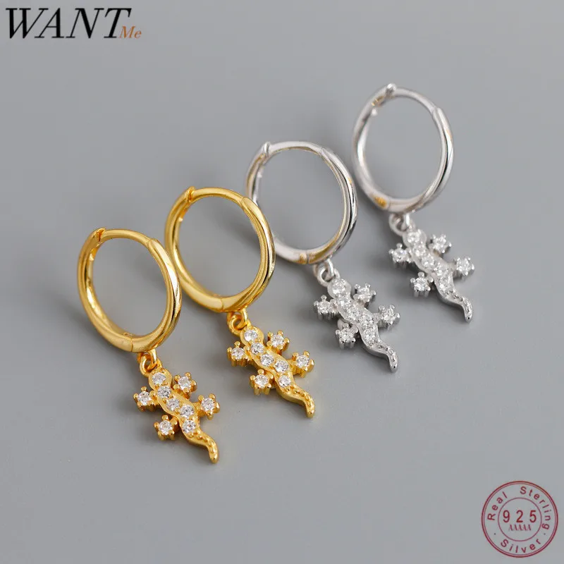 Женские серьги гвоздики в виде ящерицы из серебра 100% пробы|Серьги-гвоздики| |