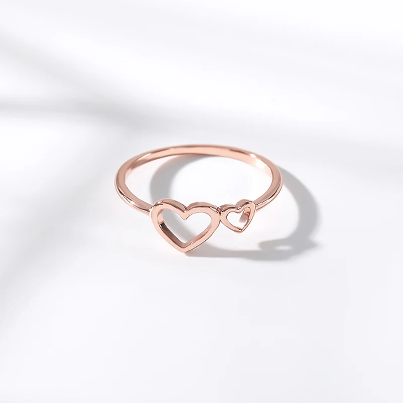 Romantic Hollow Out Two Heart Rings For Women Girls Opening Toe Ring Anillos Mujer Gold Couple Gift BFF Jewelry Accessories | Украшения и