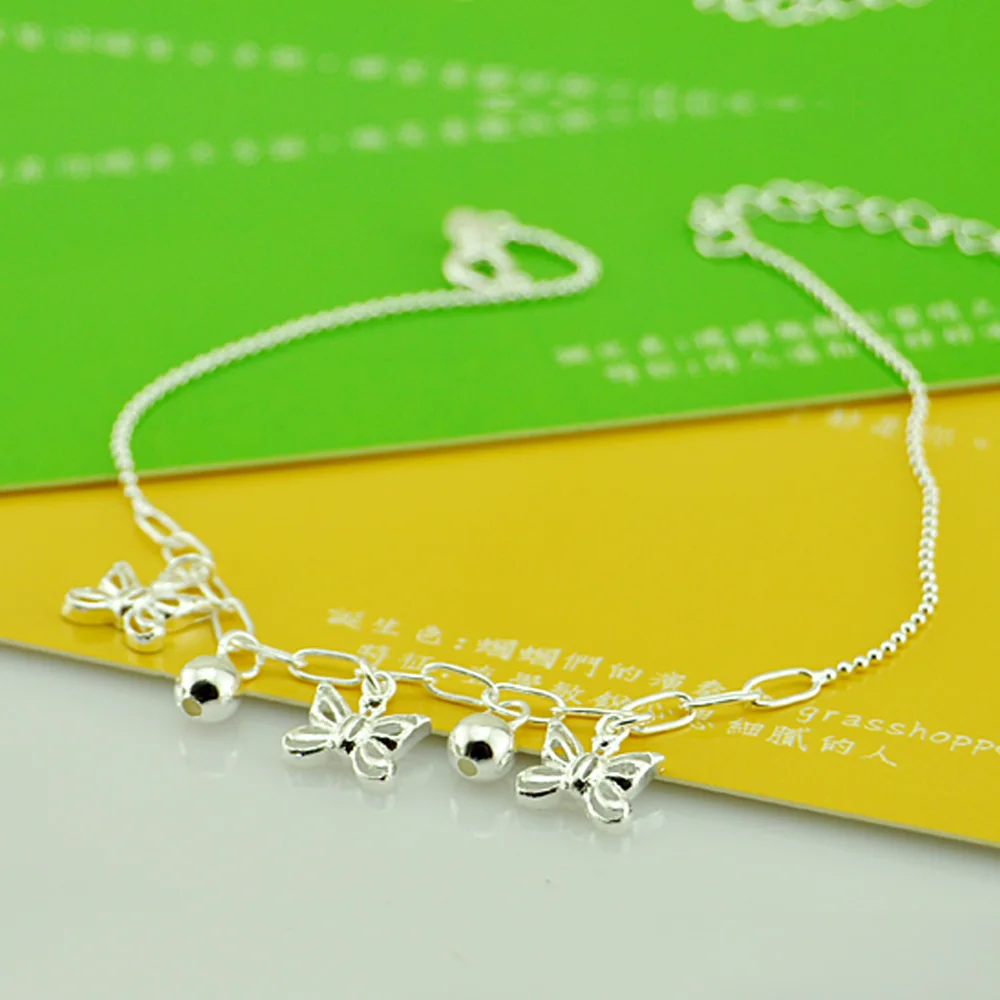 Women's 925 sterling silver chains cute butterfly anklets lady popular foot jewelry girl present | Украшения и аксессуары