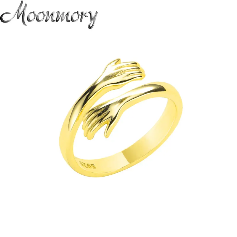 

Женское кольцо с изменяемым размером Moonmory, открытое Золотое обнимающее кольцо из серебра 925 пробы, подарок на день матери, европейские ювели...
