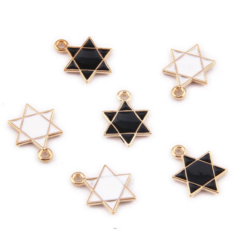 

20pcs/lot Black White Color Enamel Charms 16*12mm Hexagonal Star Shape Zinc Alloy Metal Jewelry Making Charms