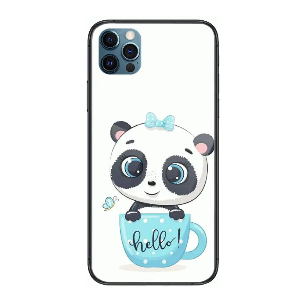 

Couples Cartoon panda Style Phone Case cover For iphone 12 pro max 11 8 7 6 s XR PLUS X XS SE 2020 mini black cell shell
