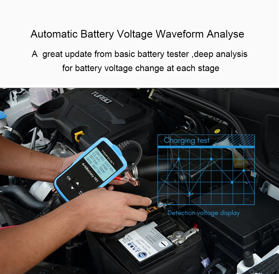 TOPDON AB101 автомобиля Батарея Тесты er 12V Напряжение автомобильной Зарядное