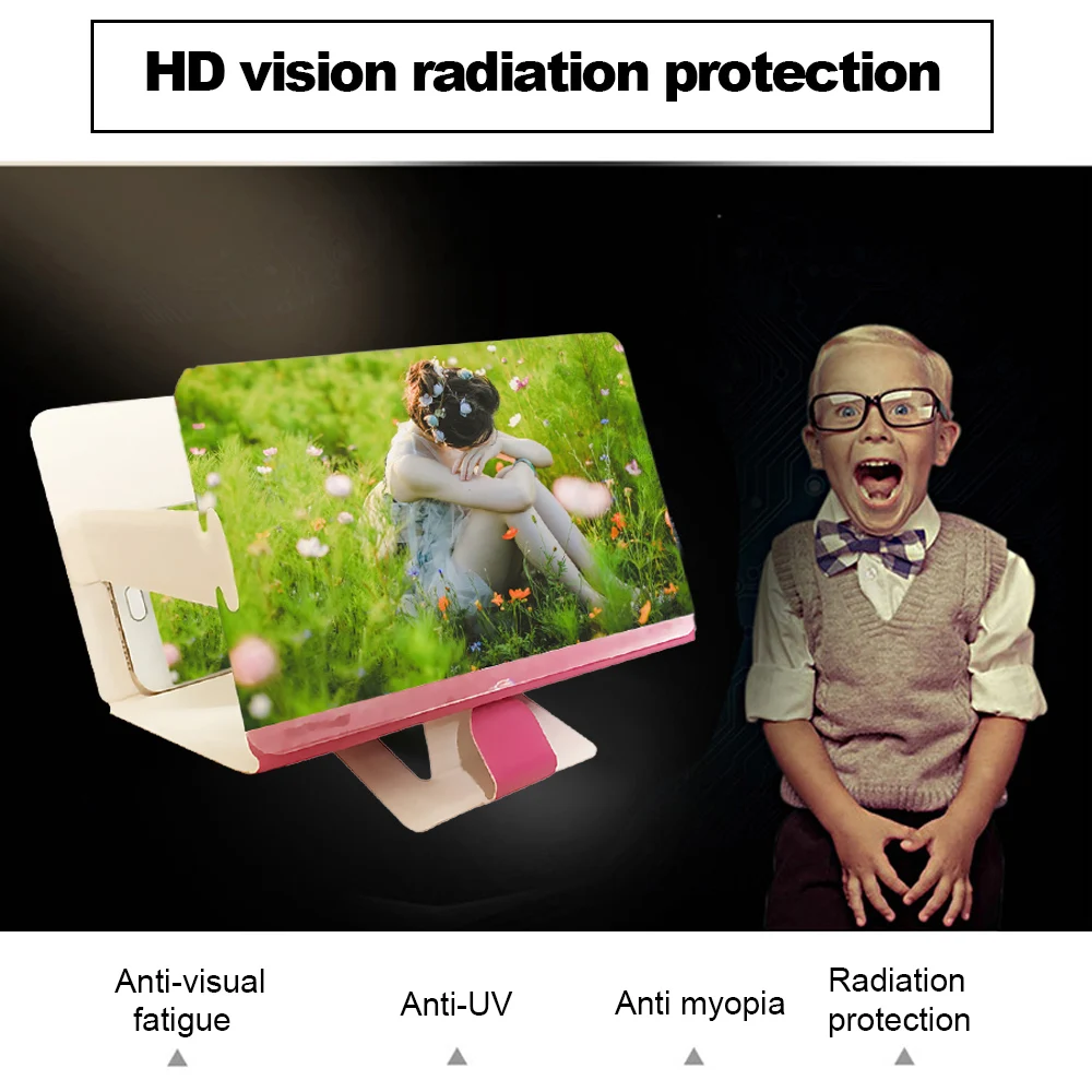 Besegad 8 inch 3D HD Phone Movie Videos Screen Amplifier Magnifier with PU Leather Case Stand for iPhone Samsung Huawei Xiaomi | Мобильные