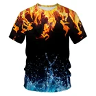 Мужская футболка с 3D-принтом огненного пламени, уличная футболка оверсайз с круглым вырезом, 2021