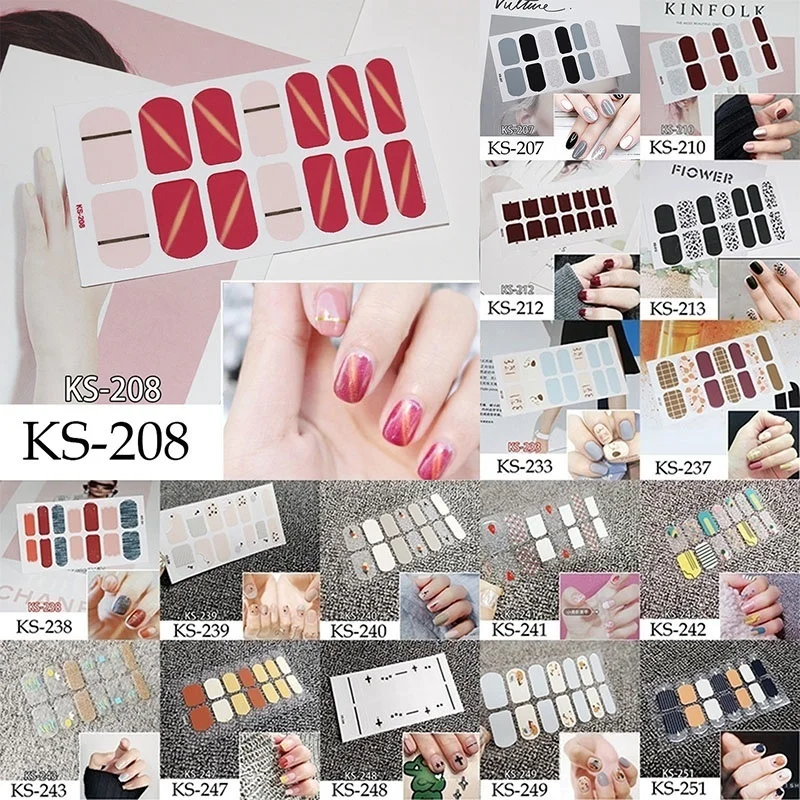 

LADY KINDOM DIY 3D Nail Art Stickers Heart Grids Pattern Nail Polish Strips Waterproof Nail Patch Environmental Nail Foils Wraps