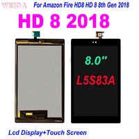 8 0 for amazon fire hd8 hd 8 8th gen 2018 l5s83a lcd display touch screen digitizer assembly for amazon fire hd 8 2018 lcd