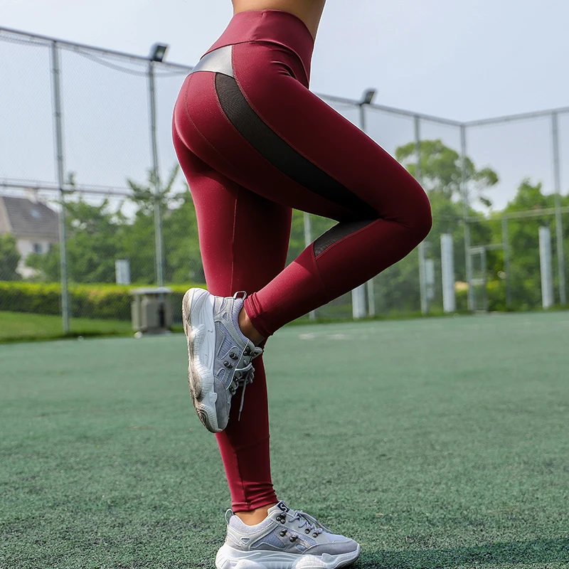 

Women Fitness Leggings Rayon Mesh High Elastic Sexy Tights Workout Long Pants High Waist Sports Gym Leggings