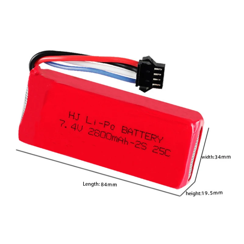 

1/3Pcs 7.4V 2800mAh 2S 25C Lipo Battery with SM-4P Plug For Udi UDI902 UDI002 HQ961 HQ96 FT0 Remote Control Toys Spare Parts
