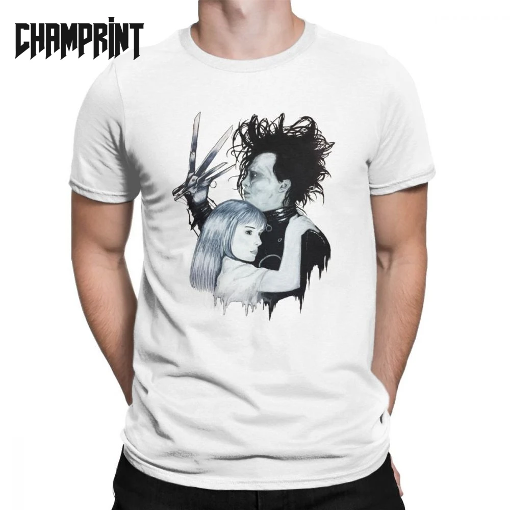 Мужская футболка Edward Scissorhands Scissor Hands Hold Me I Can't Винтаж Чистый хлопок футболки с