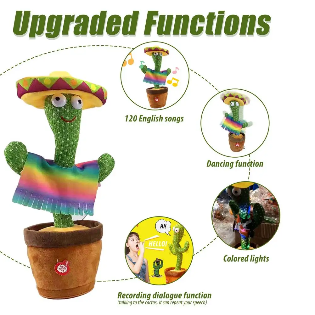 

Creativity Cactus Plush Toy Electric Stuffed Plant Toy Without Battery Can Dance Sing Move Rotate Best Birthday Gift For Kids