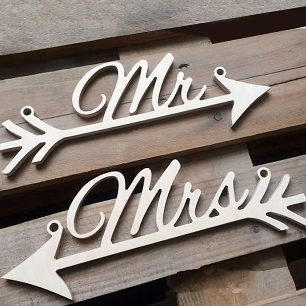 2 шт./компл. креативные деревянные Mr and Mrs His и Her Свадебные стрелы ремесла вывеска