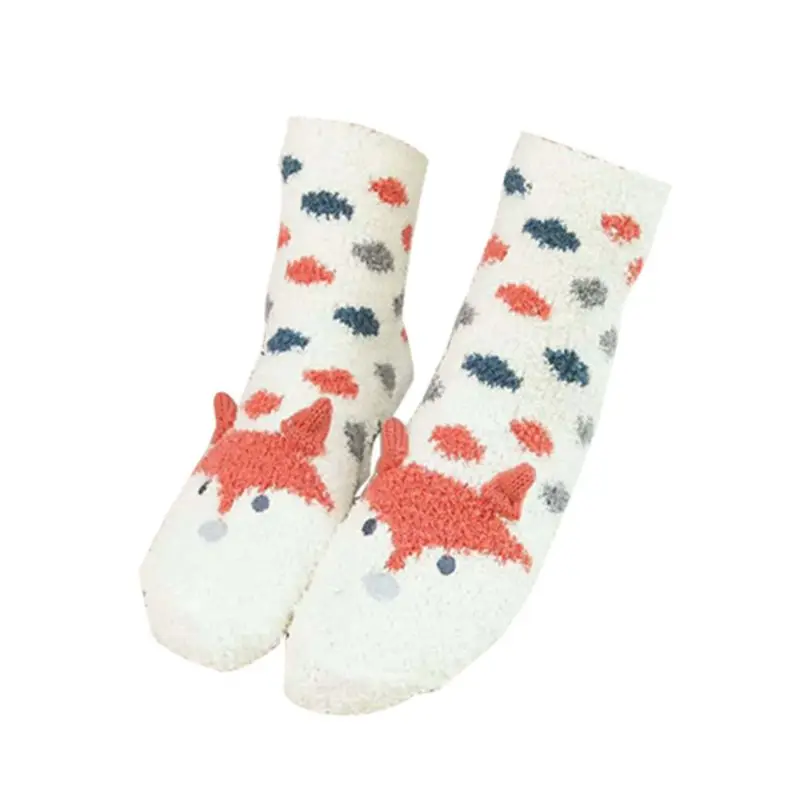 Women Girls Colorful Indoors Fluffy Fuzzy Slipper Socks 3D Cute Animals Winter Warm Crew Value Pack | Женская одежда