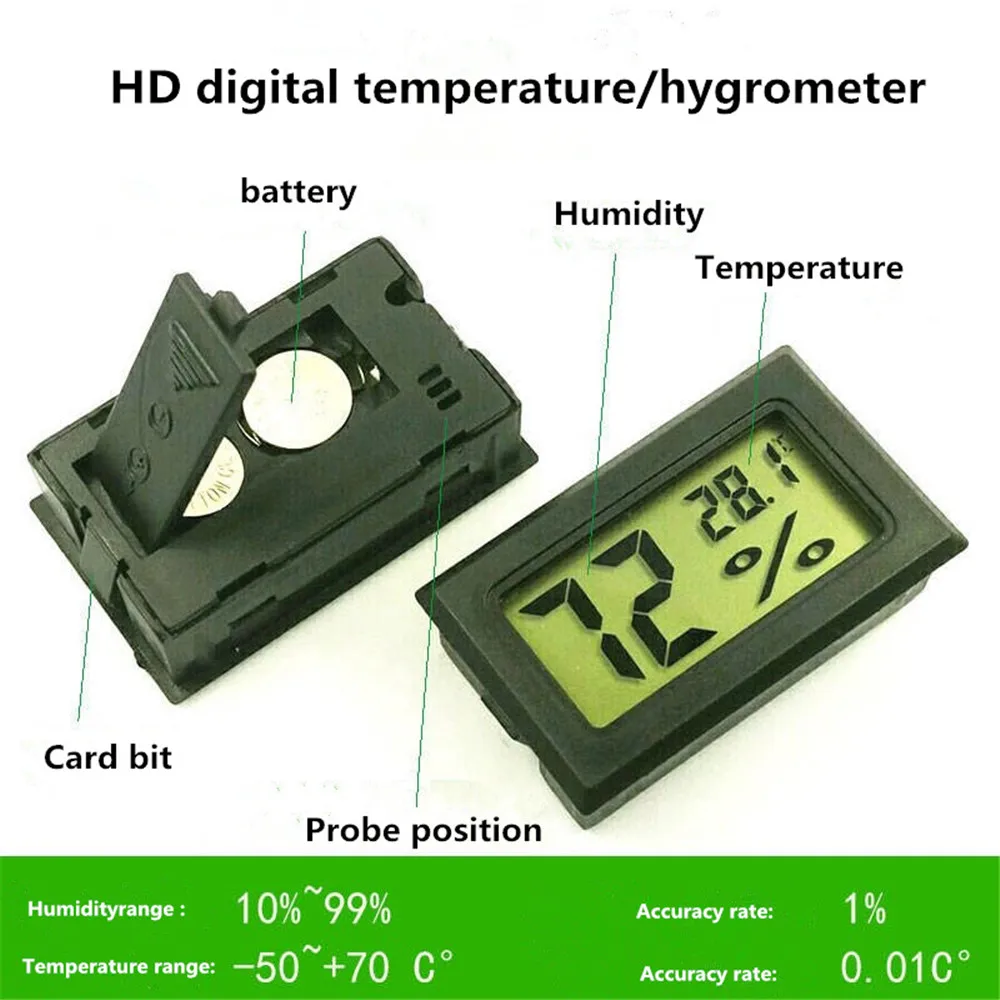 

new black/white FY-11 Mini Digital LCD Environment Thermometer Hygrometer Humidity Temperature Meter In room refrigerator icebox