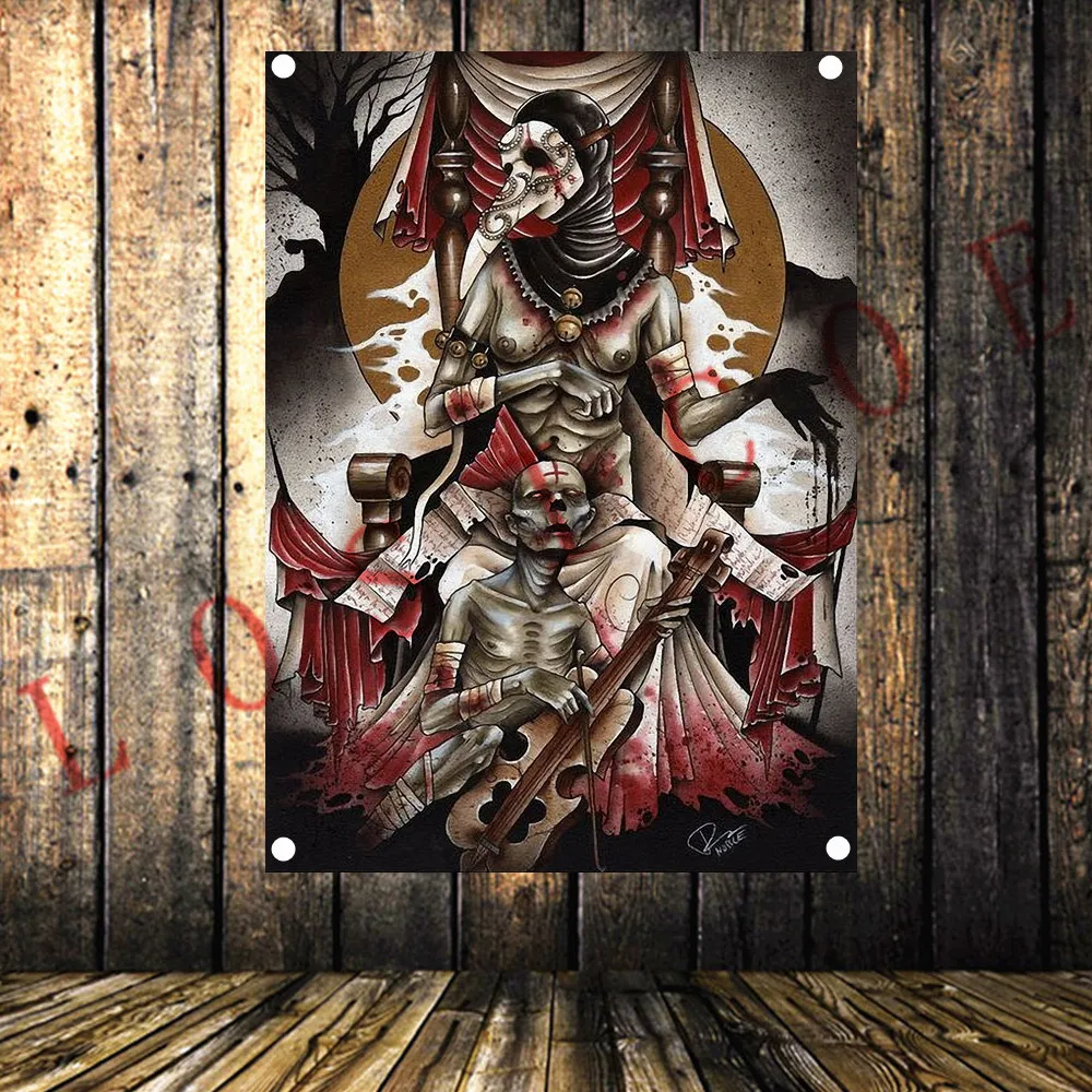 Баннер рок-группы музыкальный постер с черепом настенный гобелен наклейки HD