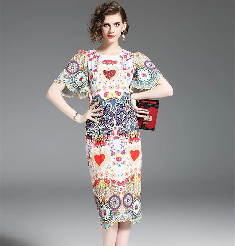 Летнее платье для девочек с отделкой бисером узкое бодикон вечерние сердце