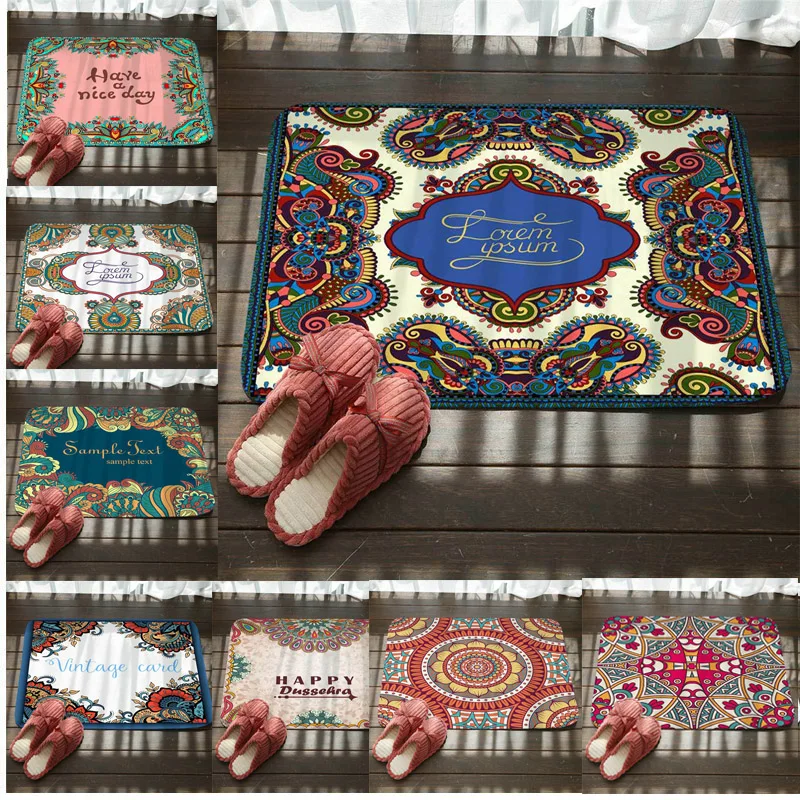 Напольная дверь фланелевые коврики цветные цветочные Мандала противоскользящие