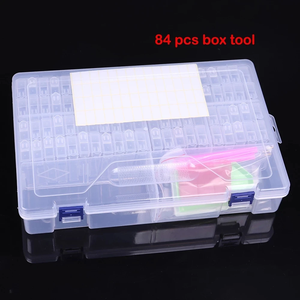 

PDMDOG Diamond Painting Storage Box with 84 Grids Portable Bead Storage Container 5d Diamond Embroidery Accessories Tools