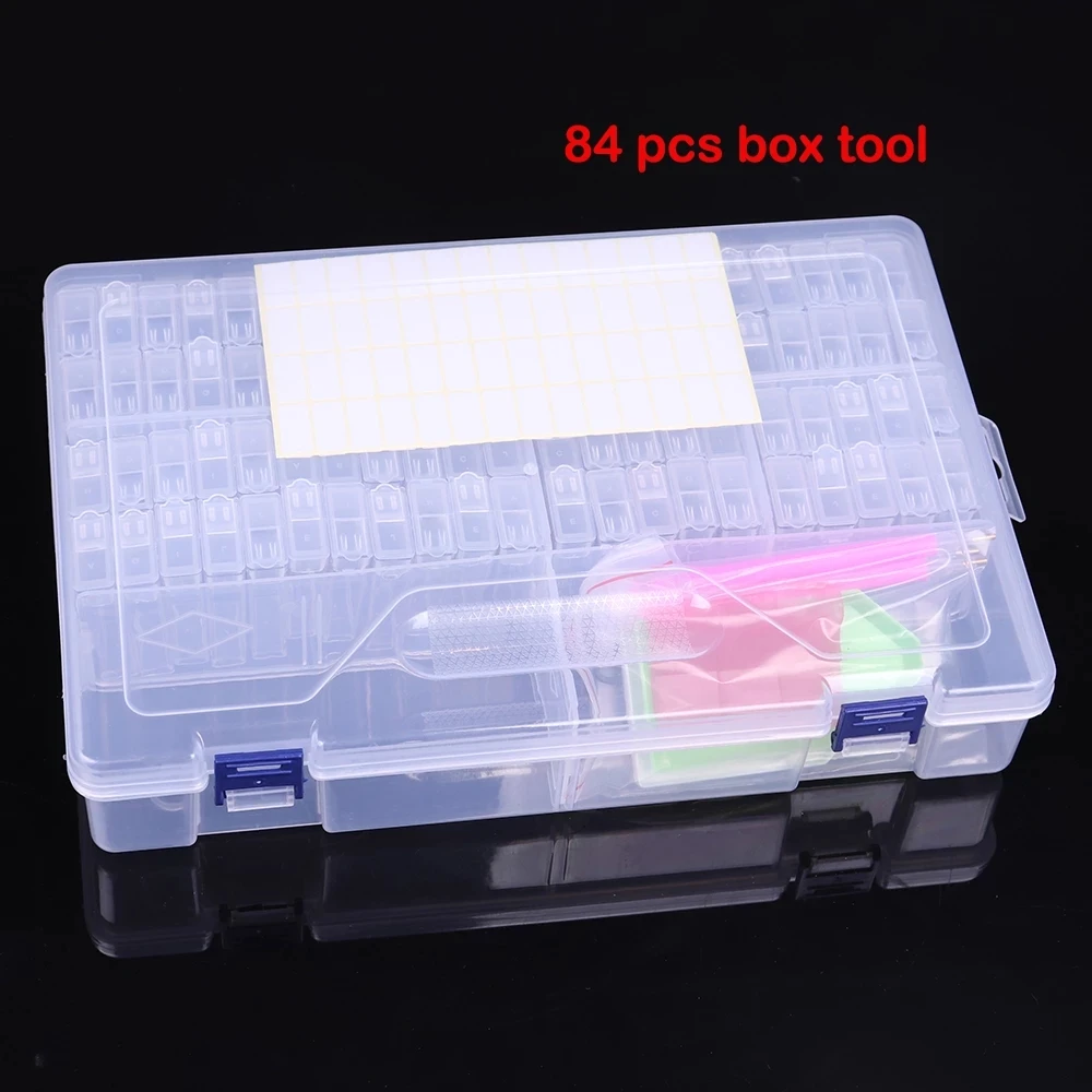 PDMDOG-caja de almacenamiento para pintura de diamantes, contenedor de cuentas port&aacute;til con 84 rejillas, 5d, accesorios de bordado de diamantes, herramientas-0