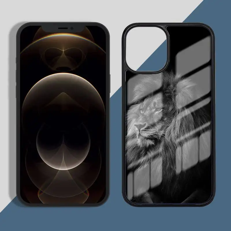 

Animals The Lion Phone Case PC for iPhone 11 12 pro XS MAX 8 7 6 6S Plus X 5S SE 2020 XR