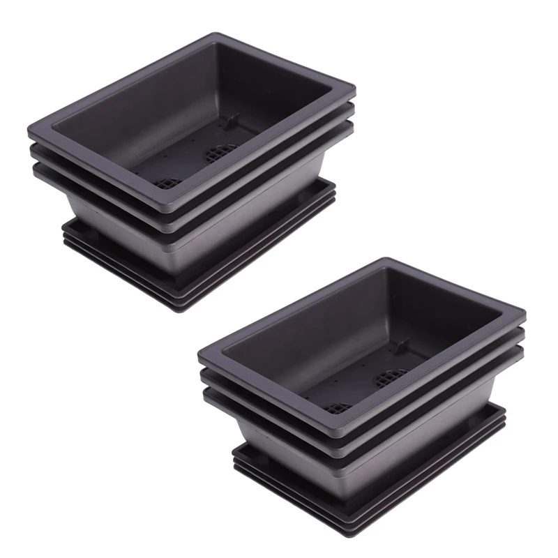 

12 Packs Bonsai Training Pots With Tray Plastic Bonsai Plants Growing Pot For Garden Yard Living Room 22.5X16.5Cm