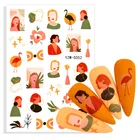 3D наклейки для ногтей абстрактное лицо Фламинго животное цветок фрукты дизайн 2022 Валентина клей слайдер Фольга Маникюр аксессуар