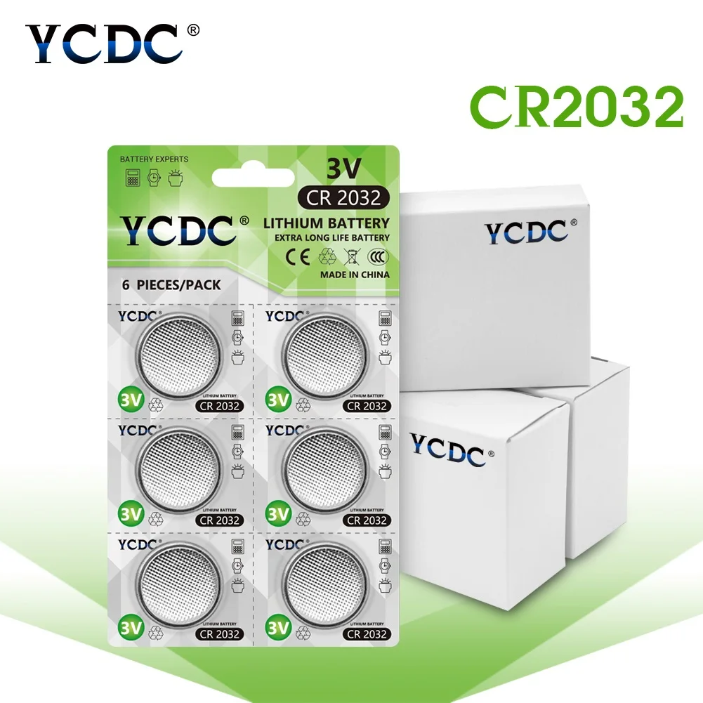 

YCDC CR2032 BR2032 DL2032 EA2032C ECR2032 L2032 CR 2032 Li-ion 3V Button Cell Coin Battery Disposable Batteries for Watch