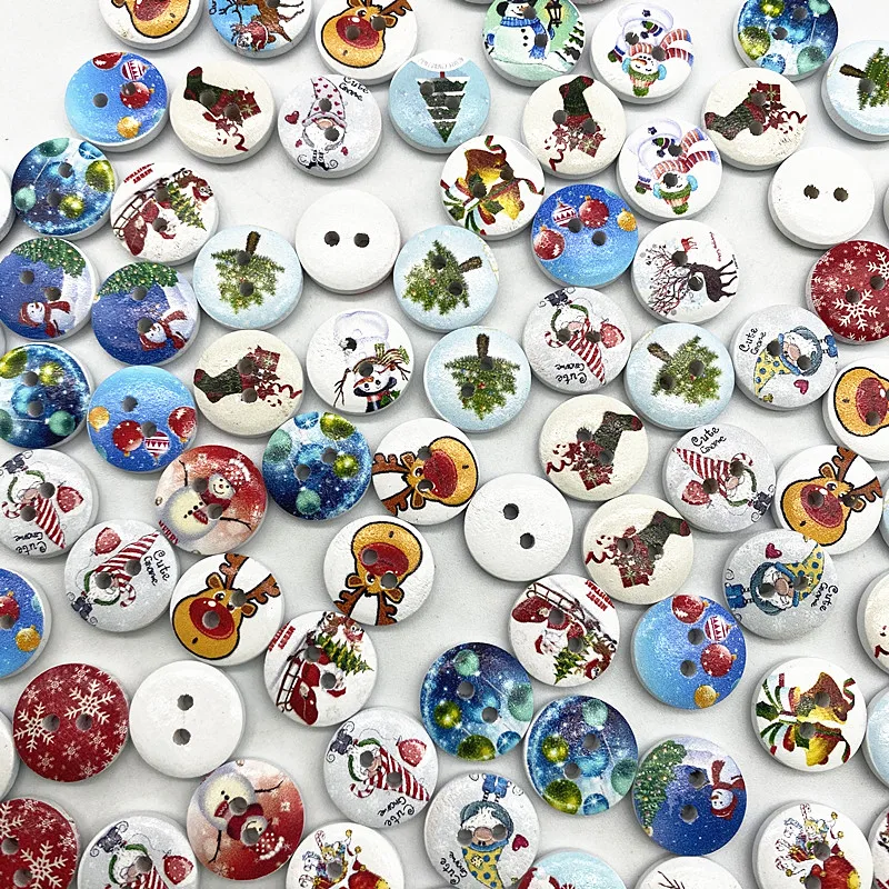 Круглая деревянная пуговица с монограммой Рождественская полосатая клетчатая