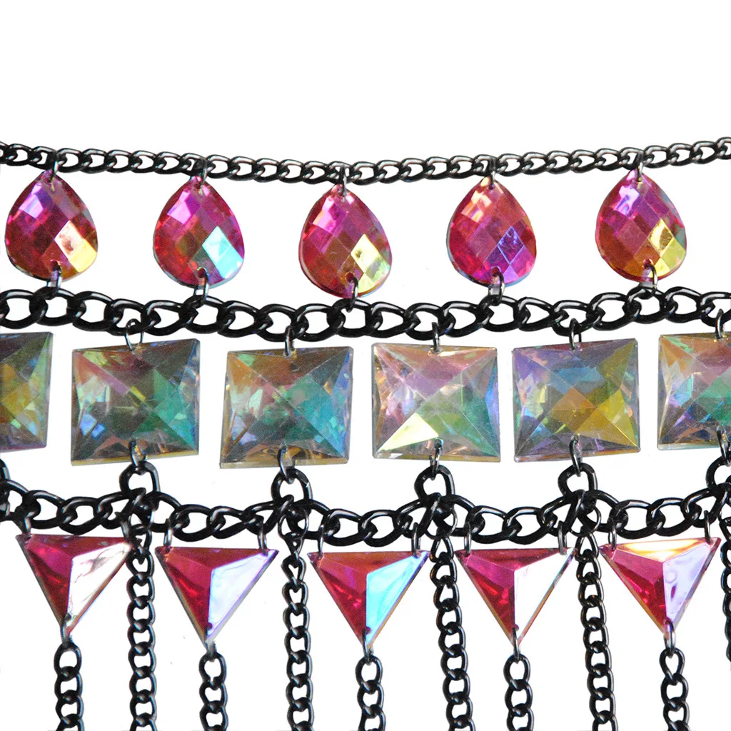 

European Mini Skirt Wide Acrylic Bead Statement Waist Chain Sexy Colorful Metal Alloy Tassel Fringe Belly Chain Body Jewelry New