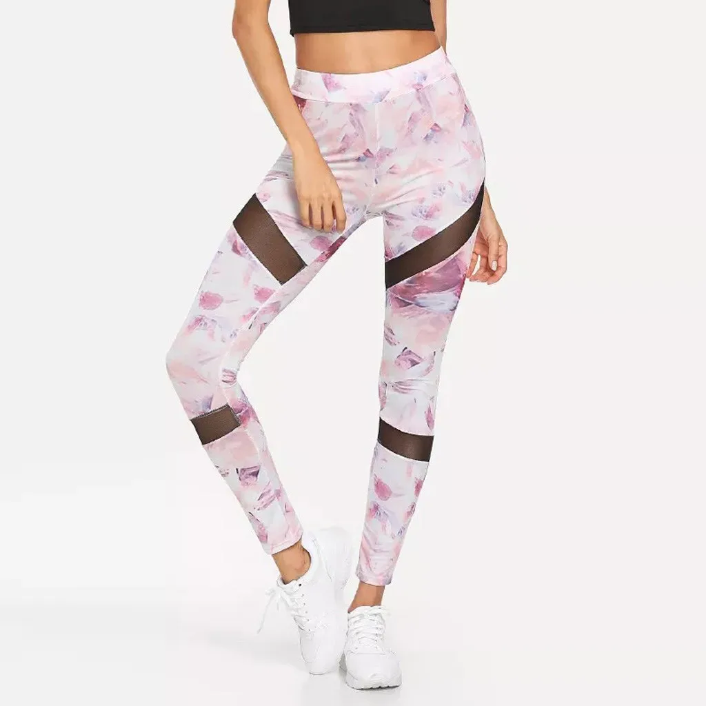 Женские леггинсы для йоги спортивные штаны бега спортивная одежда эластичные