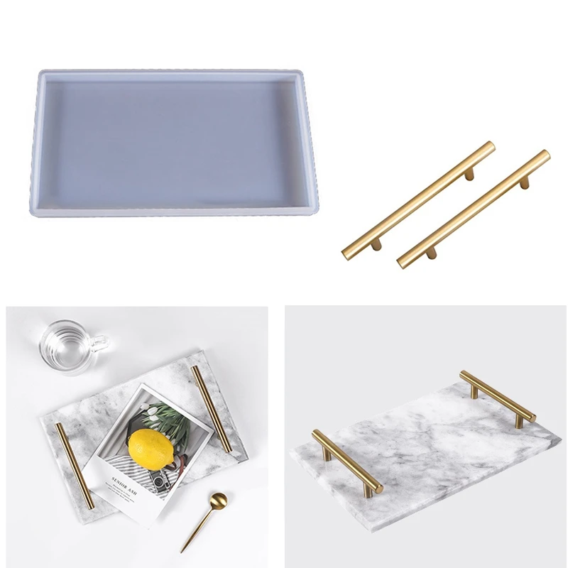 Прямоугольная силиконовая форма для геодезического агата с 2 шт металлическими