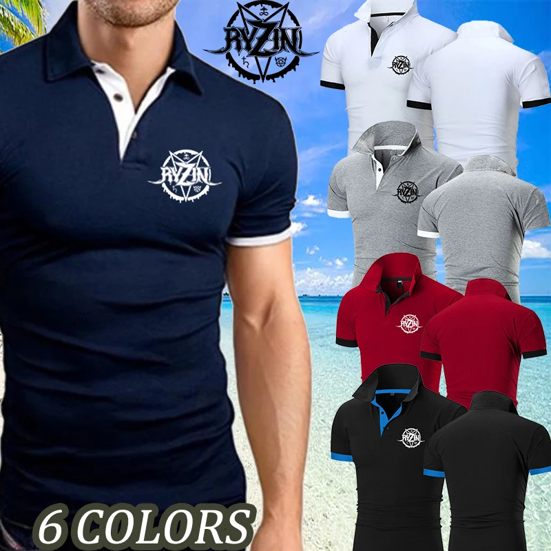 

2022 New Men's Summer Satan Printed POLO Shirt Business Casual Pure Color Sports Outdoor Slim Breathable T-shirt Size S-5XL