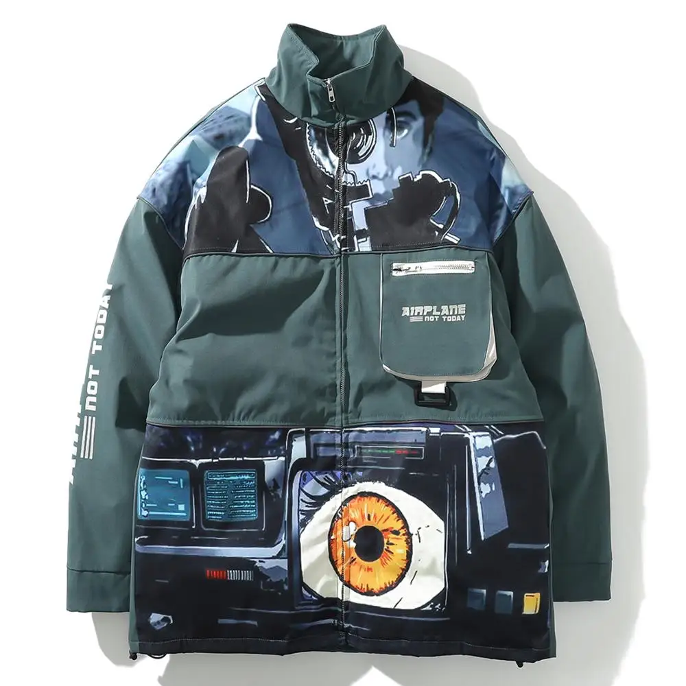 Мужская теплая парка с мультяшным принтом в стиле хип хоп|Мужские парки| |