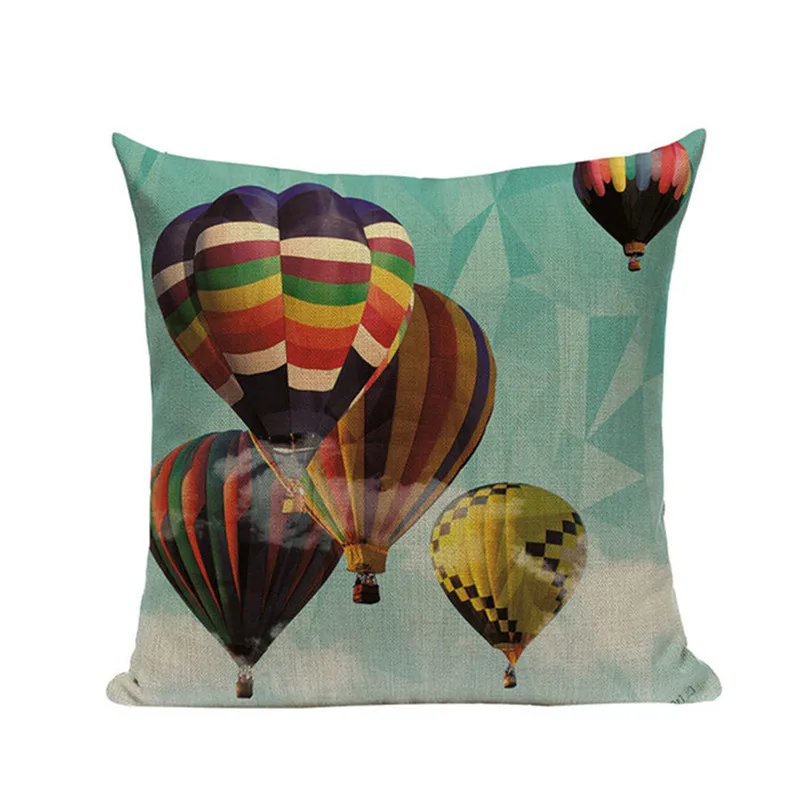 Hot Air Balloon Pillow Linen Cushion Decorative Pillows Christmas Decor Throw For Home 45*45cm Almofada Cojines | Дом и сад