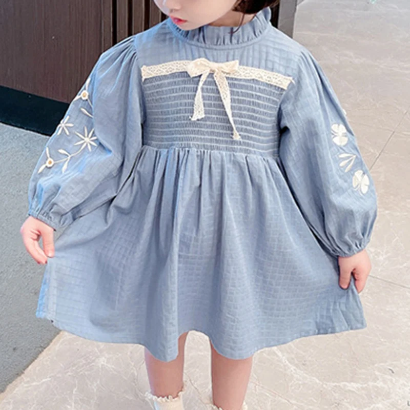 

2021 Spring Autumn Dress For Girls Puff Sleeve Dress Casual Dress Girl Clothes Children Clothes Girl Kids Clothes