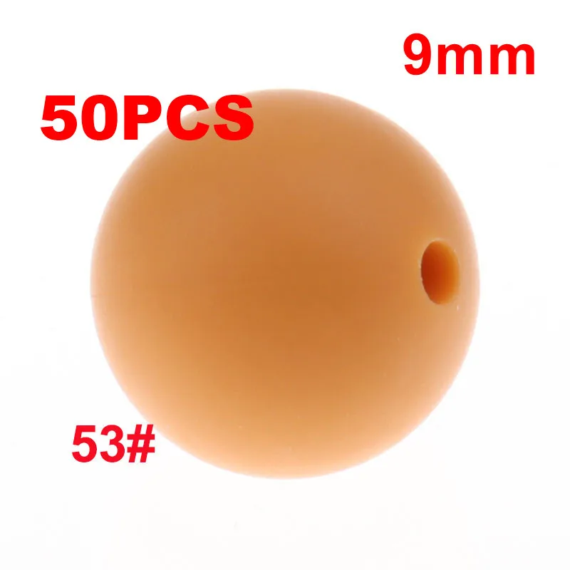 53 Mango QHBC 50 шт. Силиконовые Круглые Бусины 9 мм Жемчуг Bpa бесплатно жевательные Детские Прорезыватели ожерелье аксессуары цепочка для соски DIY Уход игрушка Kralen - Цвет: 53 Mango