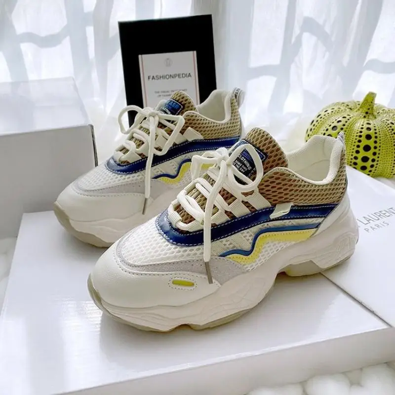 

Mesh Breathable Summer Shoes Women Platform Sneakers Casual Shoes Female 2021 Spring New Womens Wedges Sneakers Dad Shoes