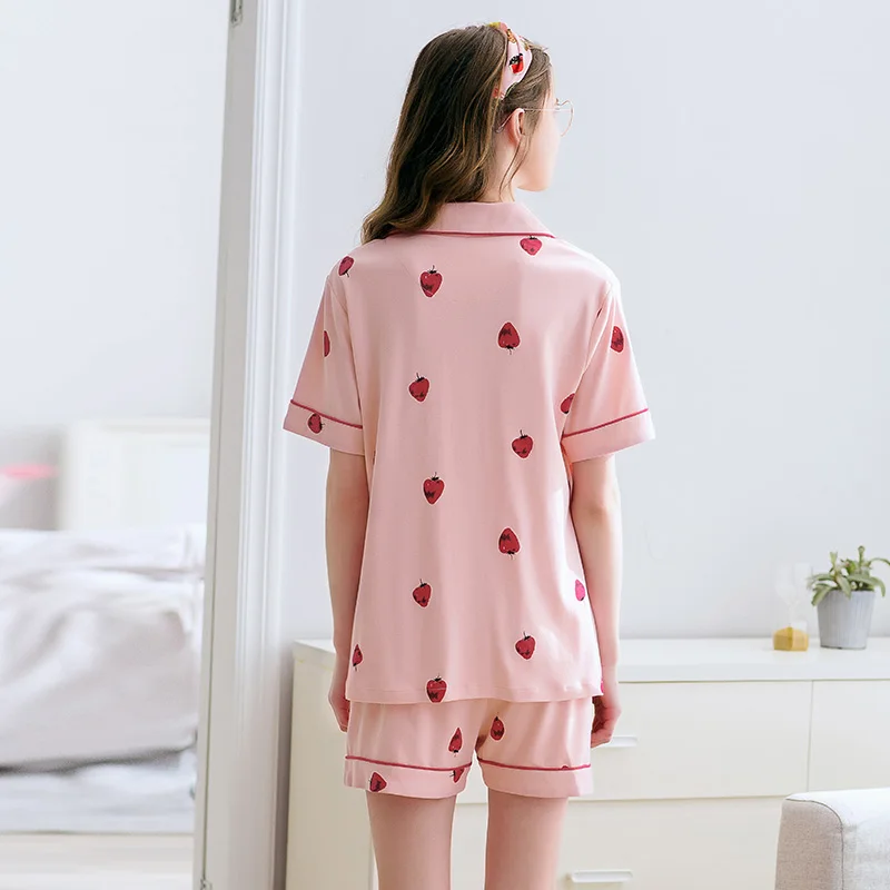 Весенняя Пижама FENTENG из 2 предметов рубашка с коротким рукавом и шорты домашняя