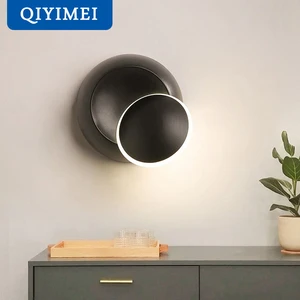 Настенные светильники, комнатный металлический вращающийся светильник с черным и белым корпусом для спальни, гостиной, 90-260 В, 5 Вт