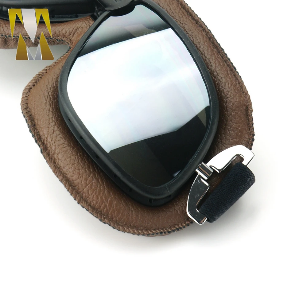 Винтажные очки авиаторы зеркальные линзы шлем мотоциклетные байкерские кожаные